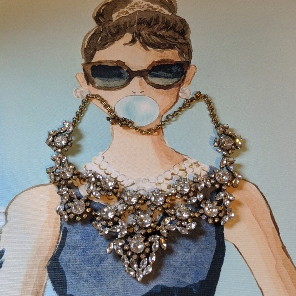 Euc J.Crew Statement Rhinestone Necklace - image 1